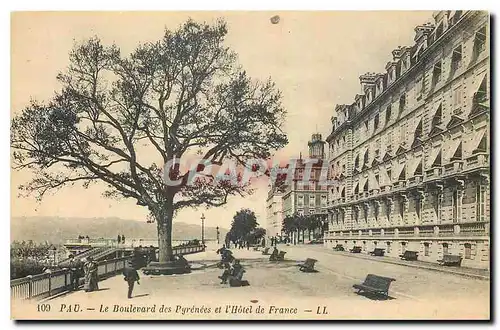 Cartes postales Pau Le Boulevard des Pyrenees et l'Hotel de France