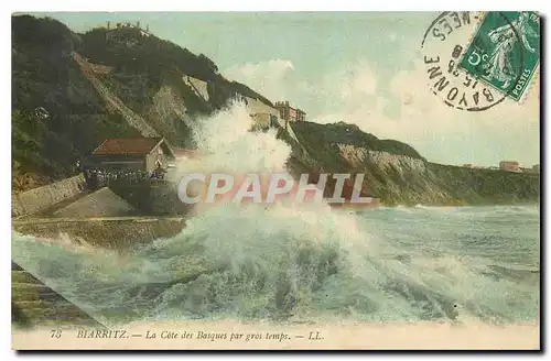 Cartes postales Biarritz La Cote des Basques par gros temps