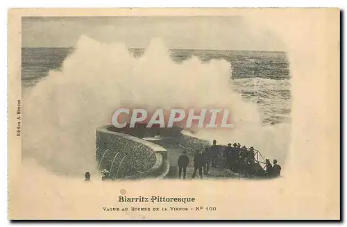 Ansichtskarte AK Biarritz Pittoresque Vague au Rocher de la Vierge