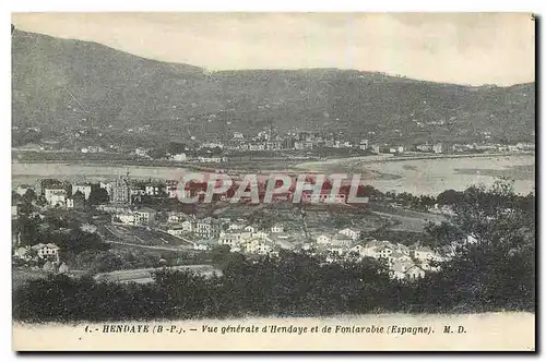 Cartes postales Hendaye B P vue generale d'Hendaye et de Fontarabie Espagne