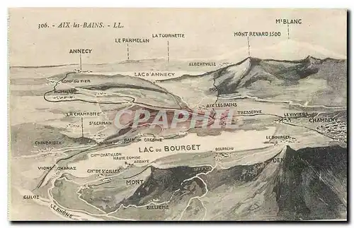 Cartes postales Aix les Bains Lac du Bourget Annecy Le Parmelan Mont Revard La Tournette