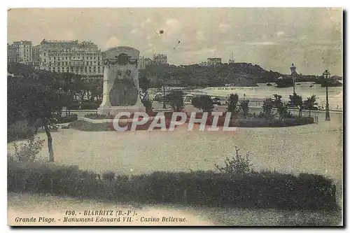 Cartes postales Biarritz B P Grande Plage Monument Edouard VII casino Bellevue