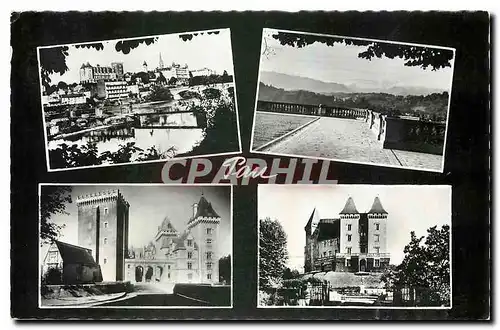 Cartes postales Pau B P le Chateau et le Gave vue vers les Pyrenees le chateau