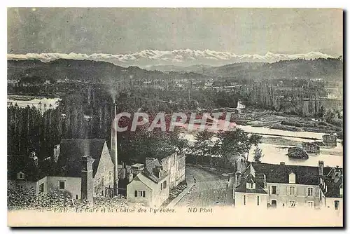 Cartes postales Pau le Gare et la Chaine des Pyrenees
