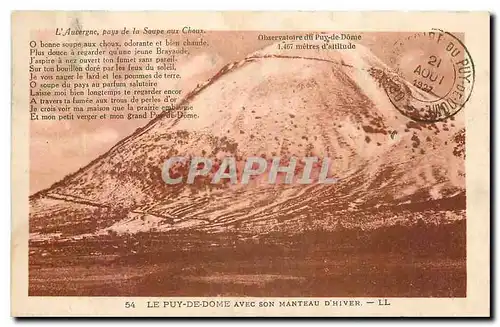 Cartes postales Le Puy de Dome avec son Manteau d'Hiver