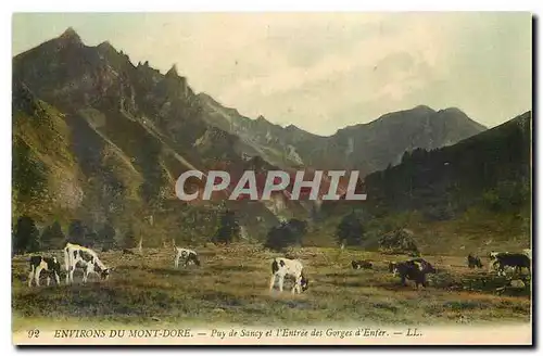 Cartes postales Environs du Mont Dore Puy de Sancy et l'Entree des Gorges d'Enfer Vaches