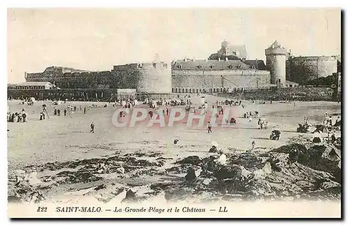 Ansichtskarte AK Saint Malo La Grande Plage et le Chateau