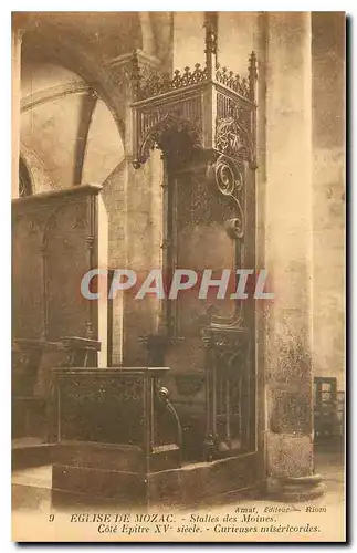 Cartes postales Eglise de Mozac Stalles des Moines Cote Epitre Curieuses misericordes