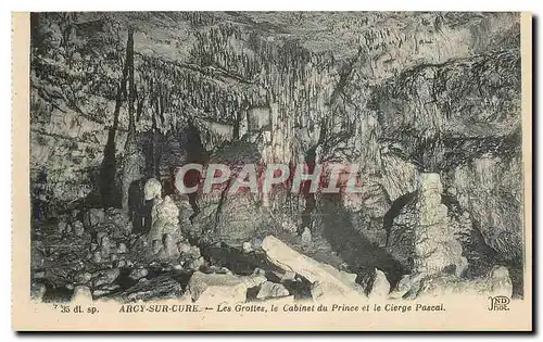 Cartes postales Arcy sur Cure Les Grottes le Cabinet du Prince et le Cierge Pascal