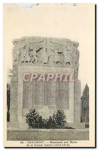 Cartes postales Chaumont Monument aux Morts de la Grande Guerre 1914-1918