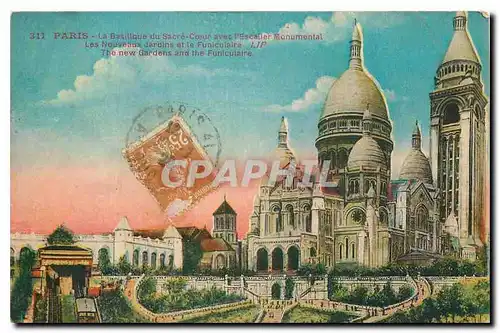 Cartes postales Paris La basilique du Sacre Coeur avec l'Escalier Monumental