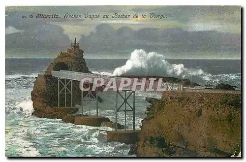 Ansichtskarte AK Biarritz Grosse Vague au Rocher de la Vierge