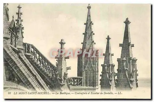Cartes postales Le Mont saint Michel La Basilique Conteforts et Escalier de Dentelle