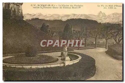 Cartes postales Pau B P La Chaine des Pyrenees vue de la Terrasse Puest du Chateau Henri IV