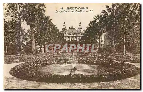 Cartes postales Monte Carlo Le Casino et les Jardins