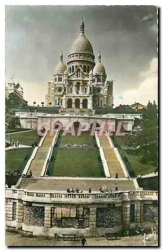 Moderne Karte Paris Basilique du Sacre coeur et l'escalier monumental