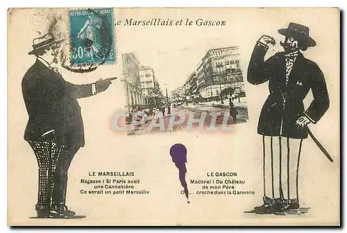 Cartes postales Le Marseillais et le Gascon Le Marseillais Le Gascok