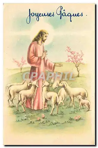 Cartes postales Joyeuses P�ques Christ Moutons