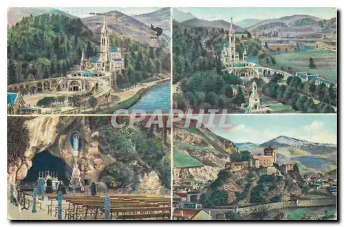 Cartes postales Lourdes La Basilique La Grotte et le Chateau Fort