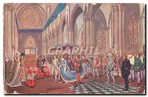 Cartes postales Apres la ceremonie du sacre de Charles VII dans la cathedrale de Reims