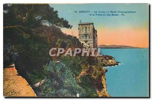 Ansichtskarte AK Monaco Les Jardins le Musee Oceanographique et la Pointe du Cap Martin