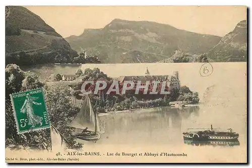 Cartes postales Aix les Bains Lac du Bourget et Abbaye d'Hautecombe