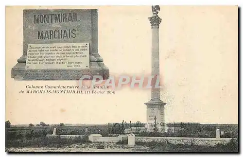 Cartes postales Colonne Commemorative de la Bataille de Marchais Montmirail  1814 Militaria