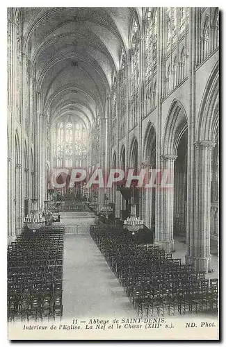 Cartes postales Abbaye de Saint Denis Interieur de l'Eglise La Nef et le Choeur