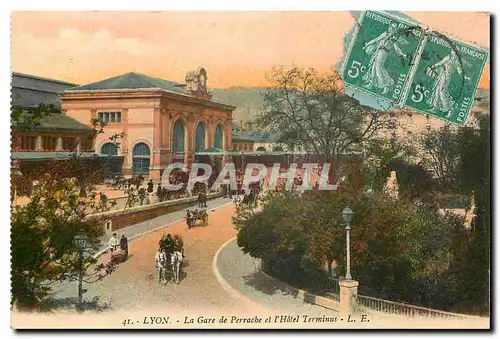 Cartes postales Lyon La Gare de Perrache et l'Hotel Terminus