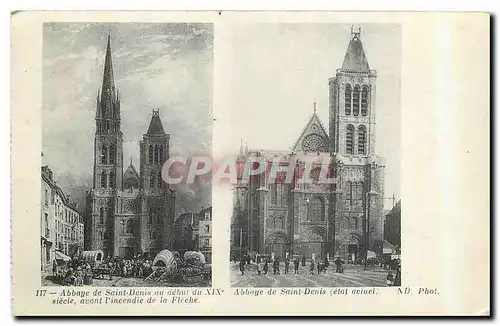 Cartes postales Abbaye de Saint Denis au debut du XIX siecle Abbaye de Saint Denis etat actuel