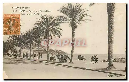 Cartes postales La Cote d'Azur Nice Quai des Etats unis Vue sur le Chateau