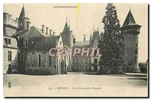 Ansichtskarte AK Bourbonnais Busset Le Chateau et la Chapelle