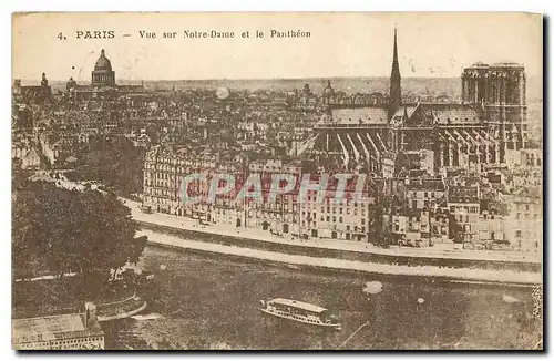Cartes postales Paris Vue sur Notre Dame et le Pantheon