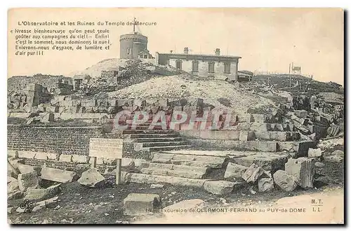 Cartes postales L'Observatoire et les Ruines du Temple de Mercure Excursion de Clermont Ferrand au Puy de Dome