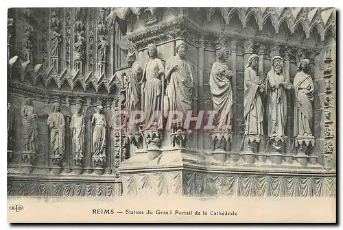 Cartes postales Reims Statues du Grand Portail de la Cathedrale