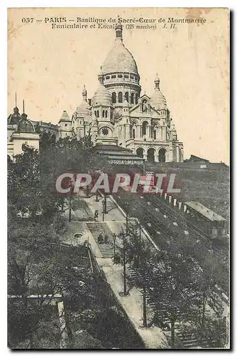 Ansichtskarte AK Paris Basilique du Sacre Coeur de Montmartre Funiculaire et Escalier