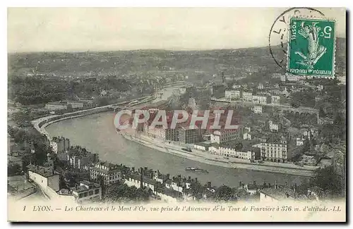 Cartes postales Lyon Les Chartreux et le Mont d'Or vue prise de l'Ascenseur de la Tour de Fourviere