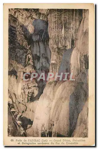 Cartes postales Puits de Padirac Lot Grand Dome Stalactites et Stalagmites au-dessus du Pas du Crocodile