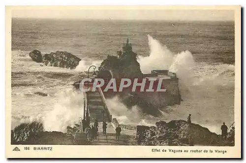 Cartes postales Biarritz Effet de vagues au rocher de la Vierge