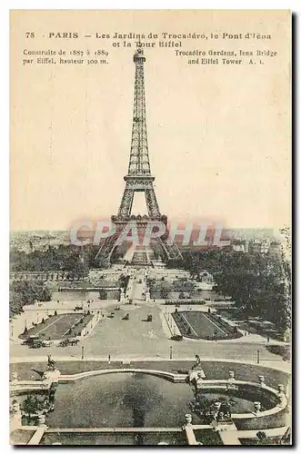 Ansichtskarte AK Paris Les Jardins du Trocadero le Pont d'Iens et la Tour Eiffel