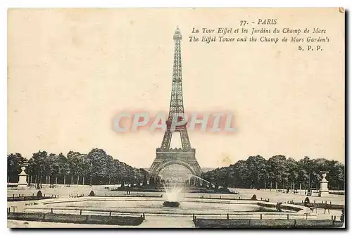 Cartes postales Paris La Tour Eiffel et les Jardins du Champ de Mars