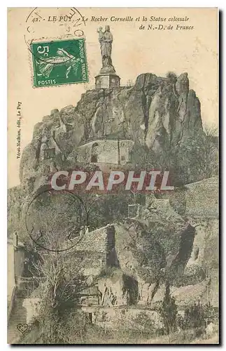 Cartes postales Le Puy Le Rocher Corneille et la Statue colossale de N D de France