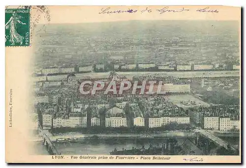 Cartes postales Lyon Vue generale prise de Fourviere Place Bellecour