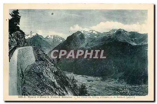 Cartes postales Route d'Huez a Villard Reculas La plane du bourg d'Oisans et le Rochail