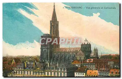 Cartes postales Strasbourg Vue generale et Cathedrale Croix Rouge