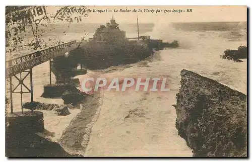 Ansichtskarte AK Biarritz Cote Basque Le Rocher de la Vierge par gros temps