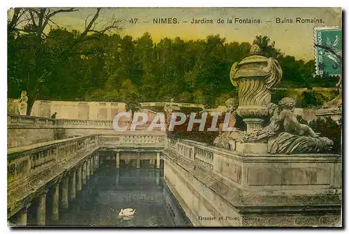 Ansichtskarte AK Nimes Jardins de la Fontaine Bains Romains