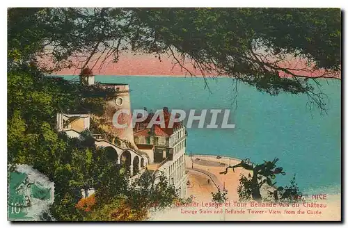 Cartes postales Nice Escalier Lesage et Tour Bellande vus du Chateau