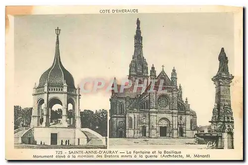 Cartes postales Cote D'Emeraude Sainte Anne d'Auray La Fontaine et la Basilique