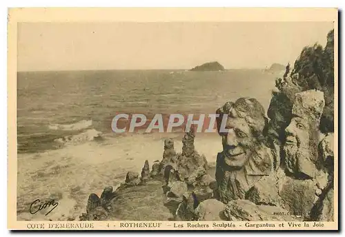 Ansichtskarte AK Cote d'Emeraude Rotheneuf Les Roches Sculptes Gargantua et Vive la Joie